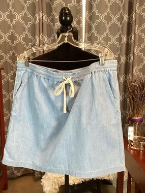 J.Crew Denim Blue Drawstring Skirt.